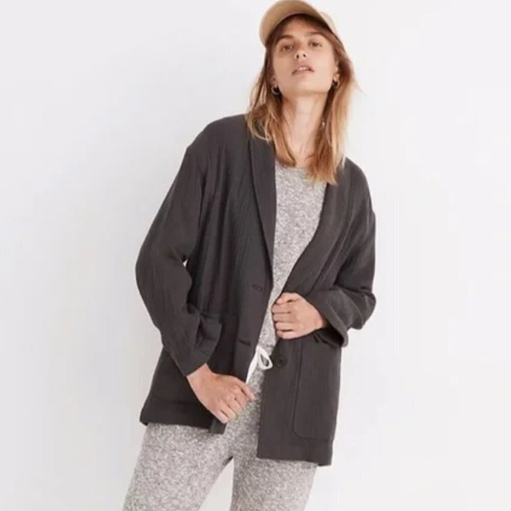 Madewell Grey Lightspun Dorset Single Breasted Slouchy Minimalist Blazer Size S - Picture 2 of 13